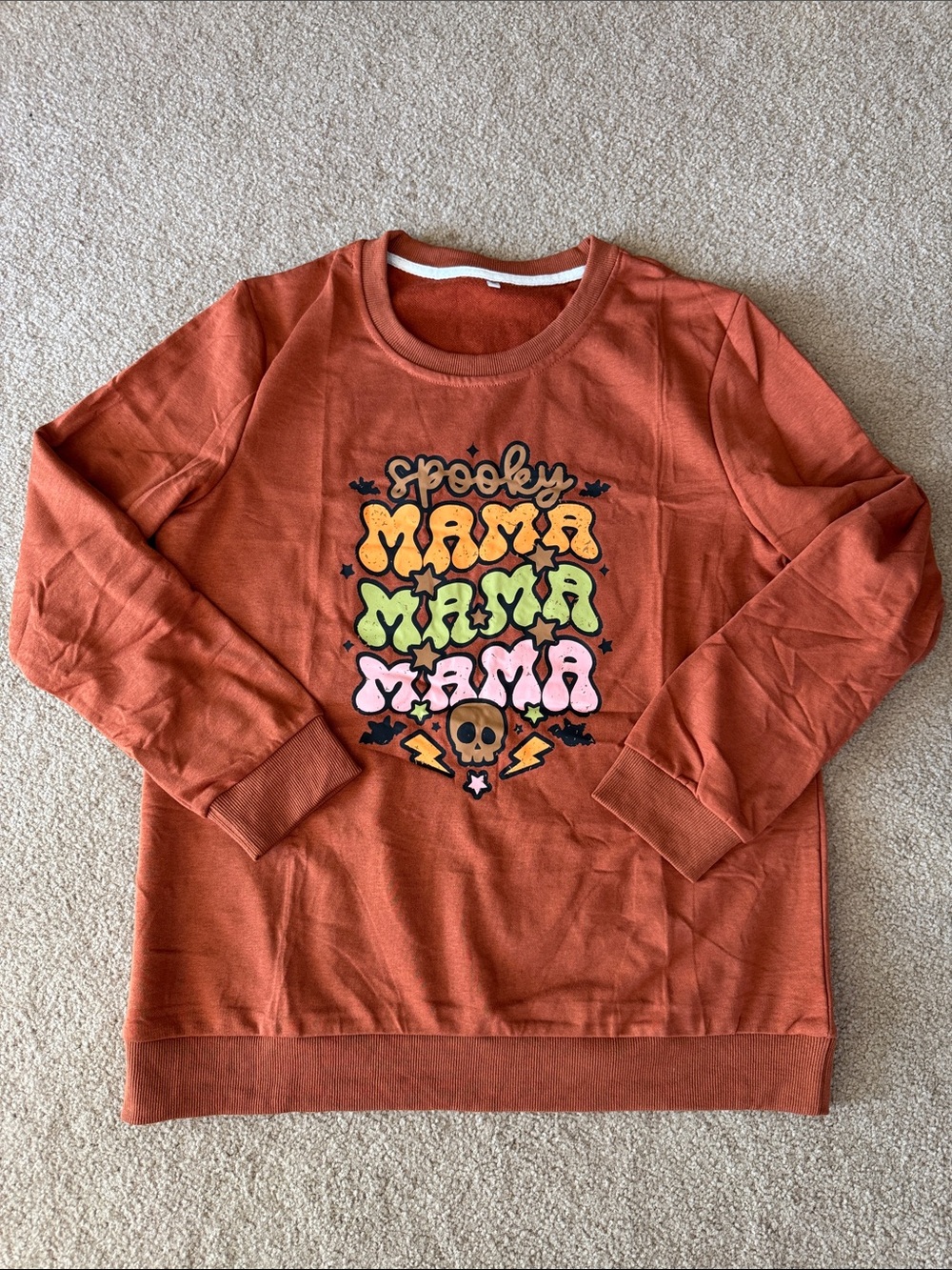 Orange 'Spooky Mama' Graphic Sweatshirt